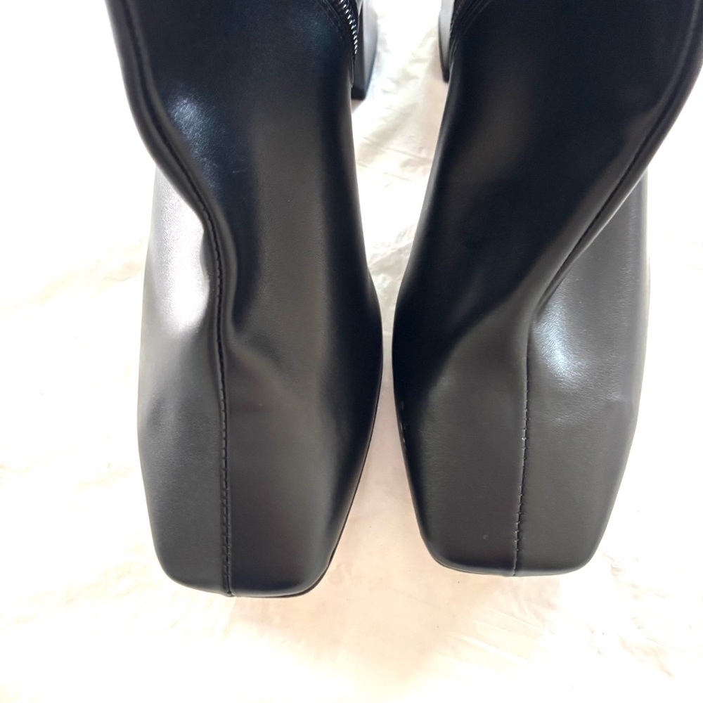 NWT SVEGAN Black Chalk Vegan Leather Heeled Knee High Boots SZ 5.5 - Picture 12 of 14